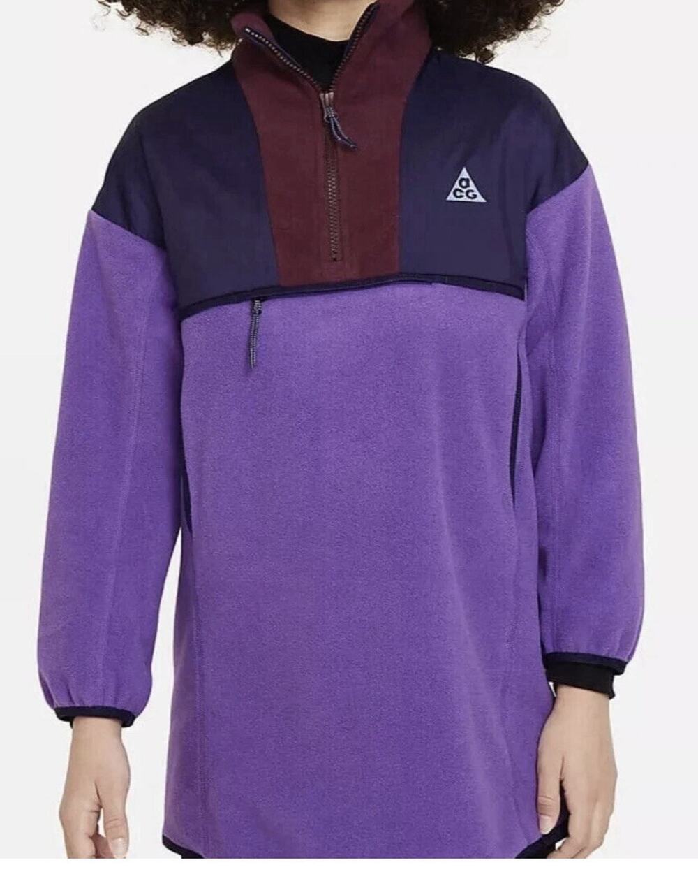 NWT Nike ACG Unisex Kids Wolf Tree 1/4 Zip Purple Polartec Fleece FD5955-681 L